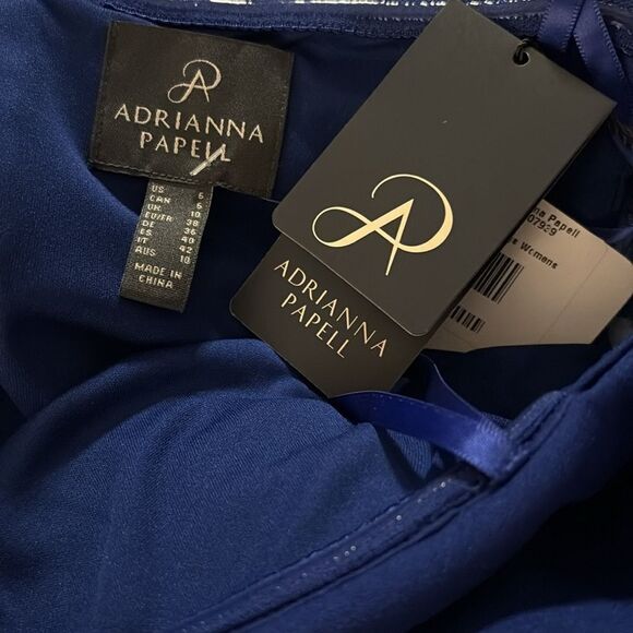 Arianna Papell Blue off shoulder Crepe Chiffon Gown Size 6 - Picture 3 of 6